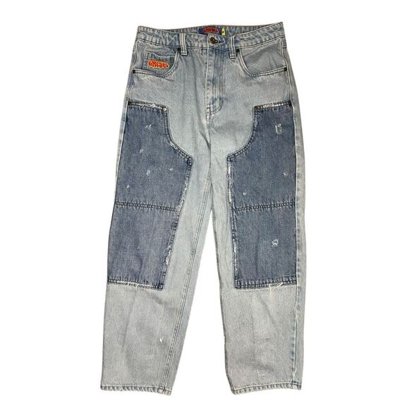 Empyre Women’s 28 Double Knee Baggy Jeans Relaxed Patchwork Denim Cotton - Picture 1 of 7